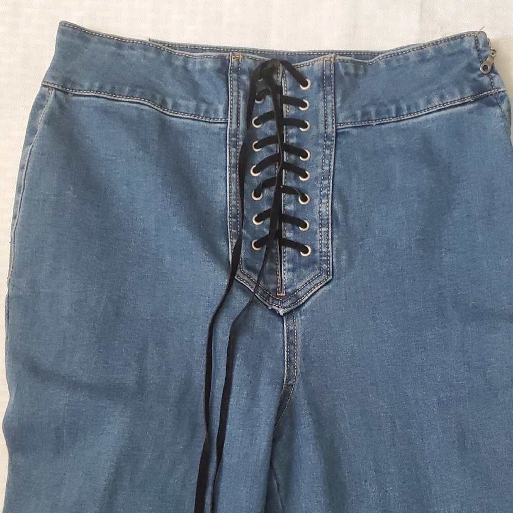 Forever 21 Blue Flare Wide Leg Jeans - Picture 2 of 15